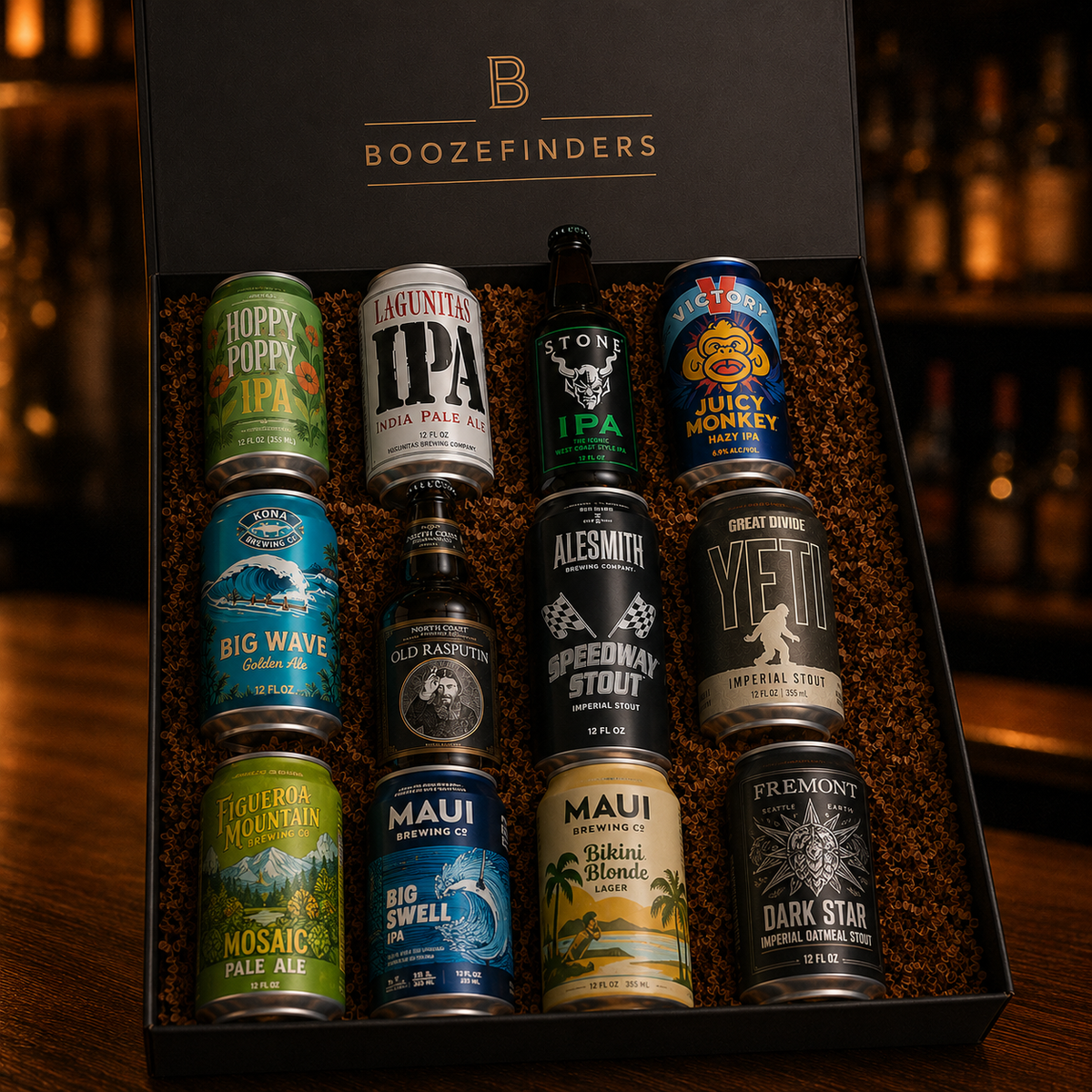 Craft beer sampler gift box with 12 beers